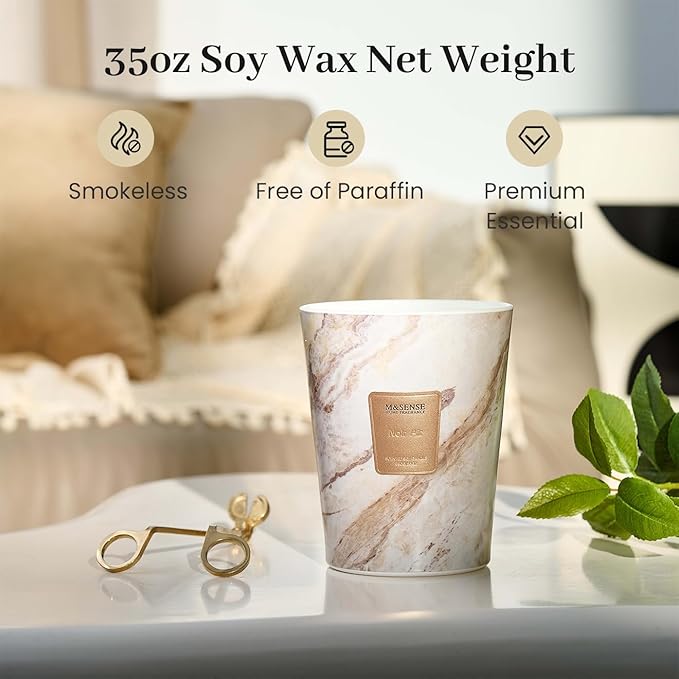 M&SENSE NoirAir Scented Candles for Home, 3-Wick Highly Scented Jar Candles, Extra Large Candle 35 Oz 150 Hours Long Lasting Burning, Relaxing Aromatherapy Candle for Stress Relief, Meditation - Bloomnest
