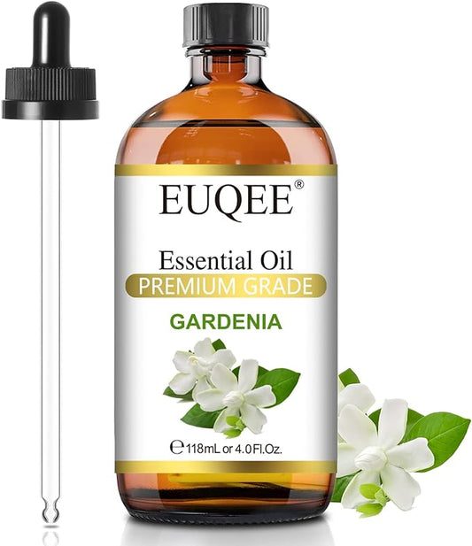 EUQEE 118ml Gardenia Essential Oil, Pure & Premium Grade Aromatherapy Oil Great for Diffuser, DIY Soap, Candle Making, Skin Care, Natural Gardenia Oil Floral Aroma for Mood (4Fl. OZ) EUQEE