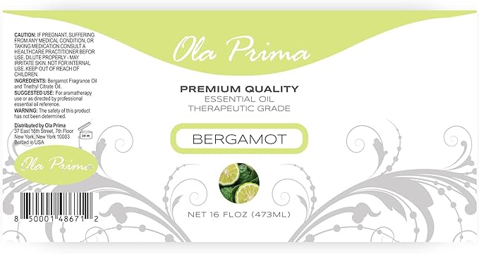 Ola Prima Oils 16oz - Bergamot Essential Oil - 16 Fluid Ounces - Bloomnest