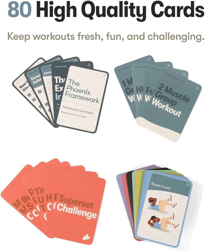 Bodyweight Transformation Journal and Elevate Exercise Cards. Complete Fitness System with Effective Bodyweight Exercises in a Card Deck. No Equipment Needed. #1 At home Fitness Journal/Fitness Planner for Women & Men. - Bloomnest