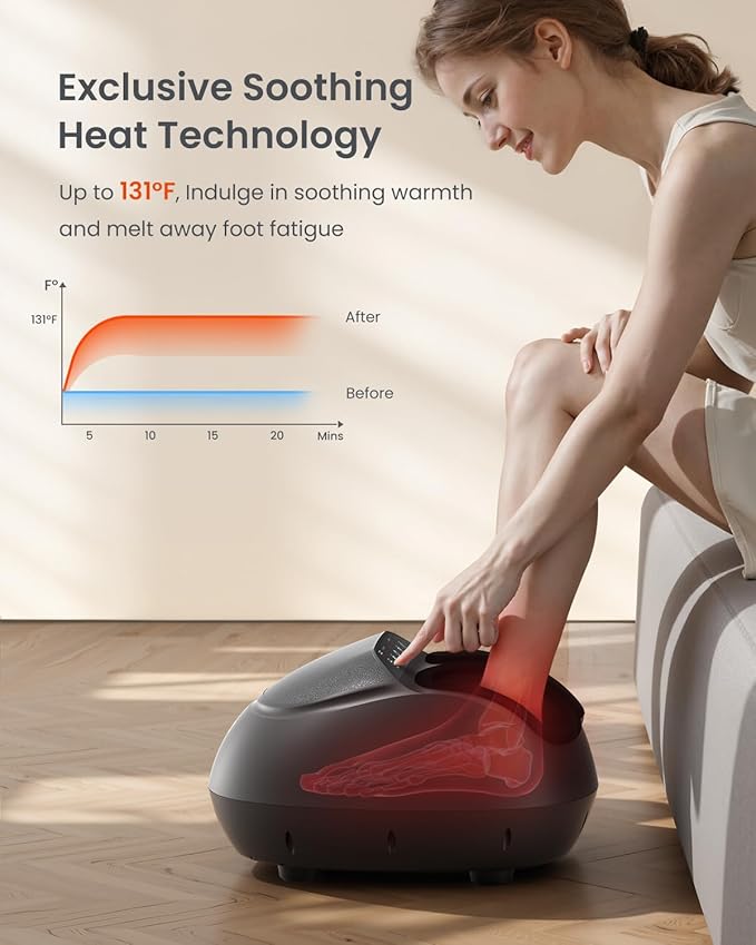 RENPHO Foot Massager Machine [2026 Upgraded], Shiatsu Foot Massager with Heat, True Full Foot Massage, Deep Kneading Plantar Fasciitis Massager for Women Mom Men Dad, Fits Up to Size 13