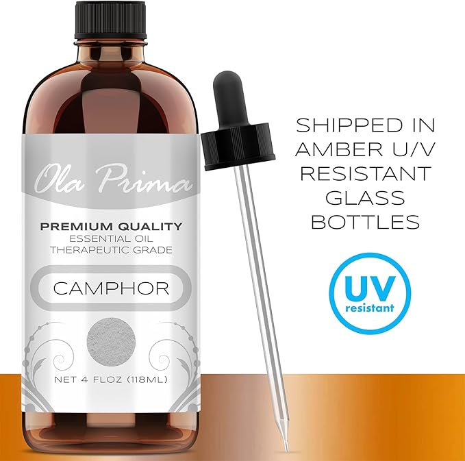Ola Prima Oil of Youth Camphor Essential Oil - Therapeutic Grade for Aromatherapy, Diffuser, Lymphatic Massage, Hair, Skin - Dropper - 4 fl Ounce - Bloomnest