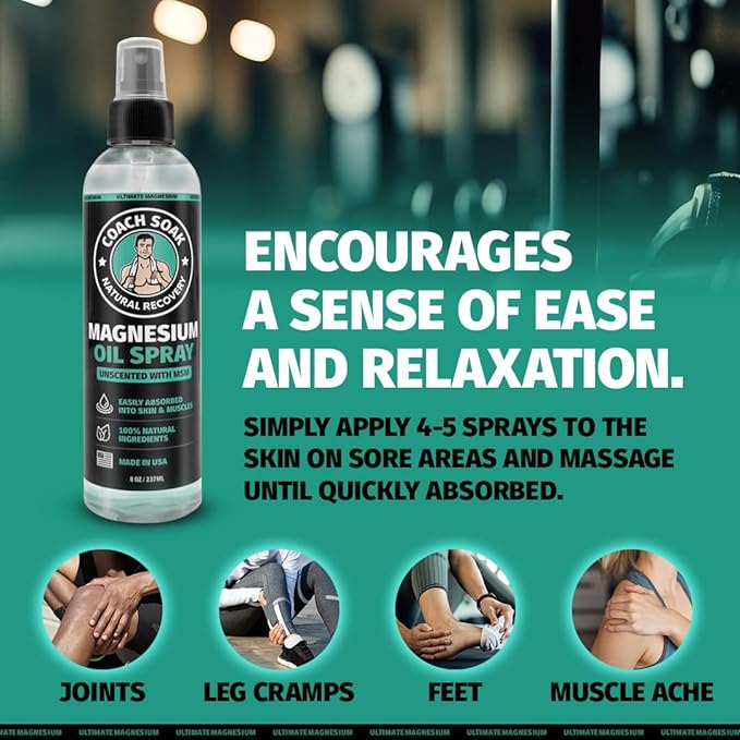 Coach Soak Magnesium Bath Soak Bundle - Bath Flakes with Peppermint & Vitamin C, Oil Spray & Cooling Lotion with MSM - (3 Pack) - Cooling Peppermint - Bloomnest