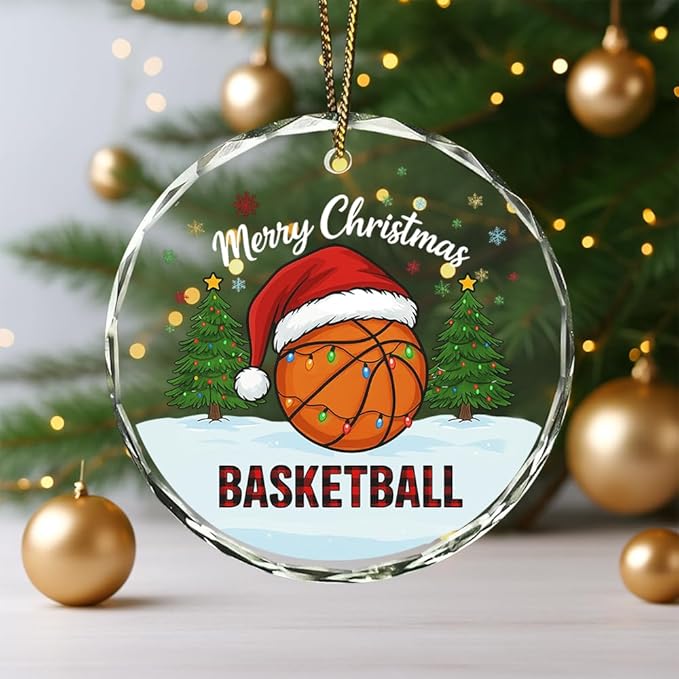 Basketball Glass Ornament – Handcrafted Hanging Decoration, Elegant Keepsake with Unique Basketball Design, for Home, Holiday Tree, or Special Occasion - Bloomnest
