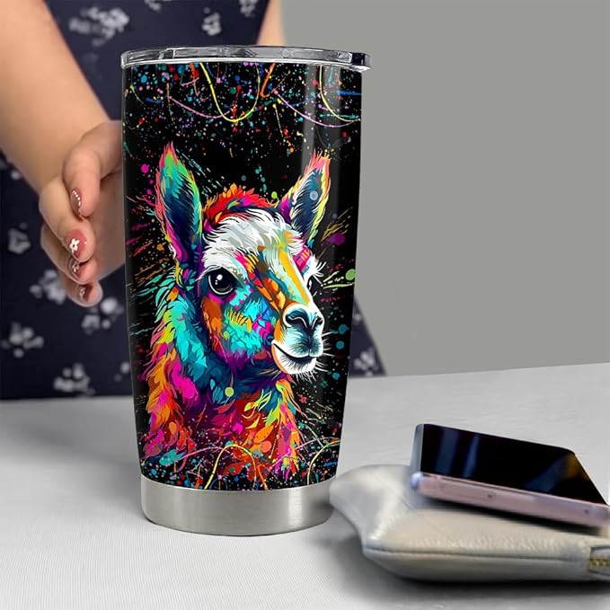 SANDJEST Llama Tumbler - 20oz Stainless Steel Insulated Coffee Travel Mug - Llama Gifts for Women, Girls & Teens, Christmas, Birthday - Bloomnest