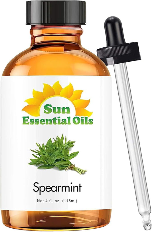 Sun Organic Spearmint Essential Oil 4 Fluid Ounces for Diffuser, Spearmint Aromatherapy and Candles - Bloomnest