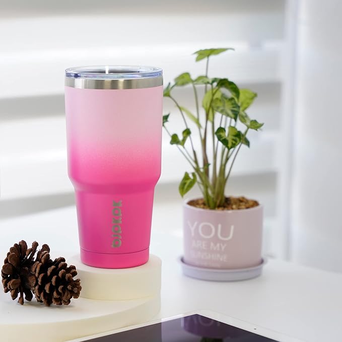 BJPKPK 30oz Stainless Steel Tumbler Color Block Insulated Tumblers Cup with Lid and Straw, Double Walled Travel Coffee Mug,Mint - Bloomnest