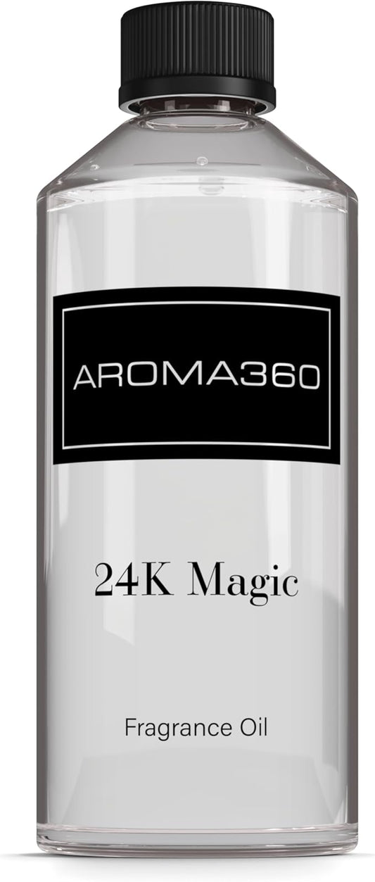 Aroma360-24K Magic Fragrance Oil Blend - 500ML | Hotel Inspired Luxury Essential Oil Diffuser | Aromatherapy Scent Diffuser Oil | Citrus Beginning of Bergamot, Lemongrass with Notes of Jasmine - Bloomnest