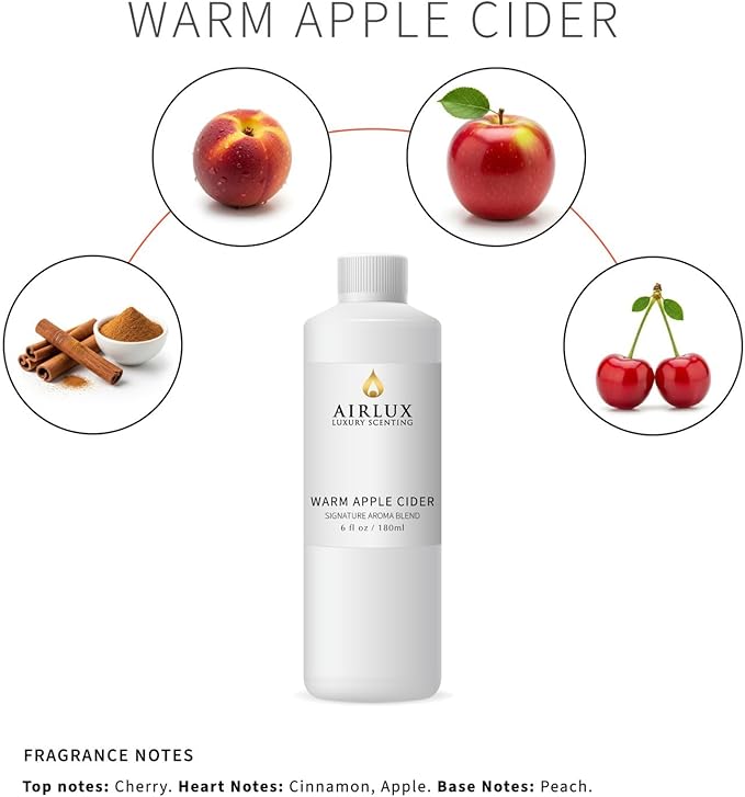Signature Aroma Oil No. 16 Warm Apple Cider – Aroma Oil for Cold Air & Waterless Diffusers and DIY Crafts – 6.1 fl oz Eco Refill Bottle Airlux