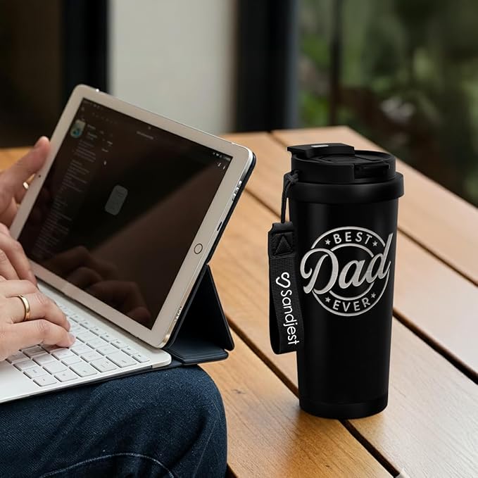 Dad Tumbler from Daughter- Stainless Steel 2-in-1 Lid Coffee Tumbler 18 oz, Best Dad Ever Insulated Travel Mug Gift for Men Husband Dad, Birthday Christmas Father's Day - Bloomnest