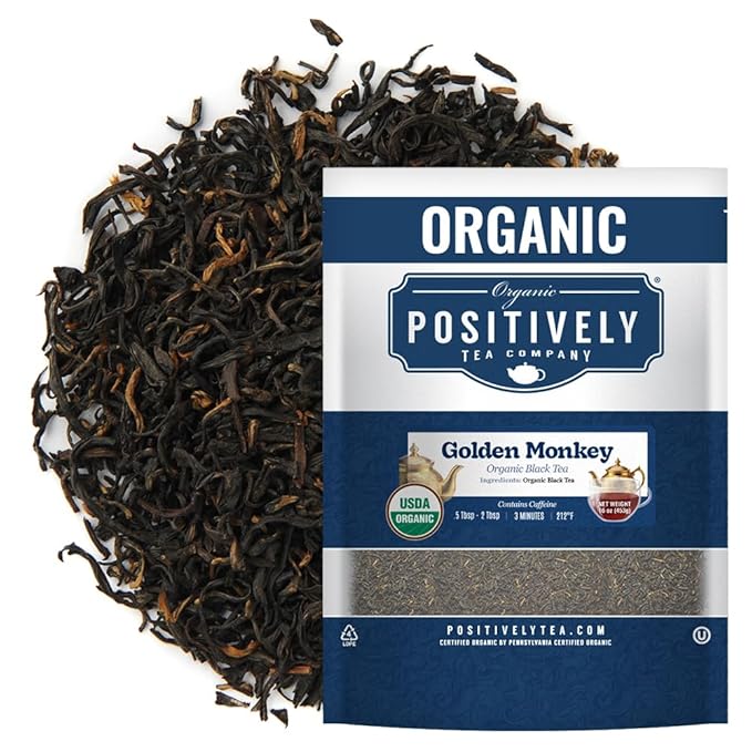 Organic Positively Tea Company, Golden Monkey Black Tea, Loose Leaf, 16 Ounce - Bloomnest