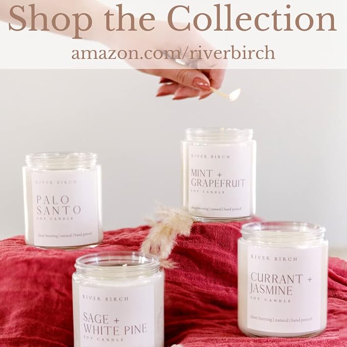 River Birch Candles Mint + Grapefruit Scented Candle | Premium, All-Natural, Non-Toxic, Soy Candles | 8.5oz 40 Hr Burn Time | Cozy Relaxing Gifts for Home - Bloomnest