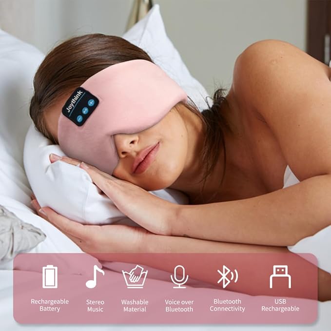 Joythink Sleep Headphones Bluetooth Sleep Mask Silk Kids Children Headband Earphones Bluetooth Eye Mask for Sleeping On Side Blackout Soft Sleep Earphones Music Eye Cover - Bloomnest