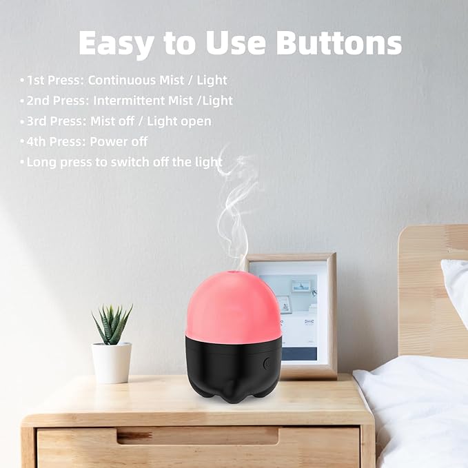 150ML Cordless Essential Oil Diffuser, Built-in 6000mAH Rechargeable Battery, 7 Hours Run Time, 7 Colors LED Light, Portable Aromatherapy Diffuser for Home, Outdoor, Travel - Bloomnest
