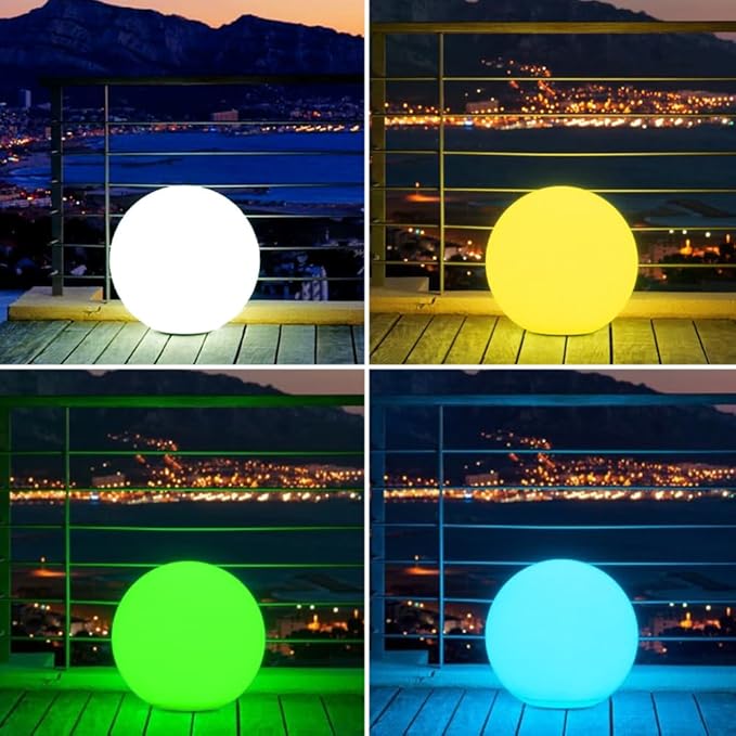 16-inch LED Globe Orb Light, Rechargeable Glowing Ball Light w/Remote, Dimmable RGB Color Changing Glowing Orb for Kid Adult, Waterproof Light Up Ball Night Light Mood Lamp for Home Garden Patio Party - Bloomnest
