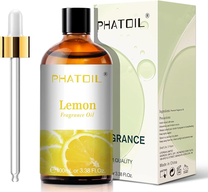 PHATOIL 100ML Lemon Fragrance Oils for Aromatherapy, Diffuser Oils for Home, Perfect for Humidifier, Yoga, DIY Candle and Soap Making - 3.38FL.OZ - Bloomnest