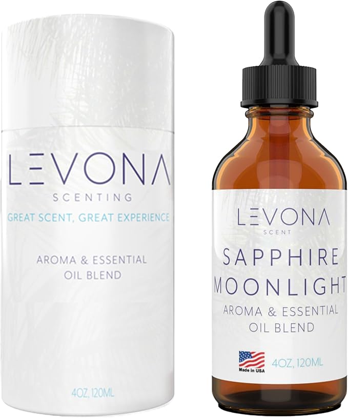 Levona Scent Essential Oils - Scents for Home, Hotel & Office Use - Perfect for Home Diffuser & Humidifiers - Aroma Fragrance Oil, Ideal for Massage, Relaxation, and Spa - Sapphire Moonlight, 120ml LEVONASCENT