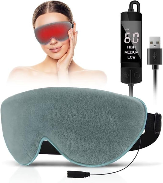KOVNLO Heated Eye Mask, Washable USB Electric Moist Heat Warm Compress for Eyes, Eye mask with Flaxseed for Dry Eyes, Blepharitis, Chalazion, MGD, Stye Eye Treatment - Bloomnest