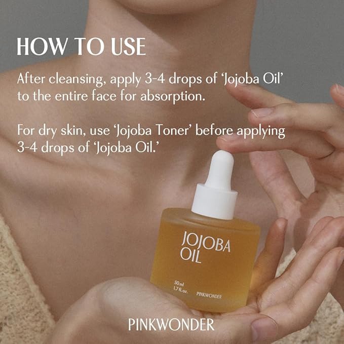 PINKWONDER USDA Organic Jojoba Oil | 100% Pure, Cold-Pressed Oil for Face & Facial Care, Gua Sha | Non-Greasy Korean Skin Care for Women 0.33oz (10ml) - Bloomnest