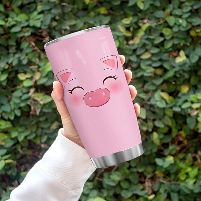 winorax Pig Tumbler for Pigs Face Tumblers Cup with Lid 20oz Travel Mugs Funny Gifts for Pig Animal Lovers Kids Women Girls Farmgirl Birthday Christmas Xmas Presents - Bloomnest