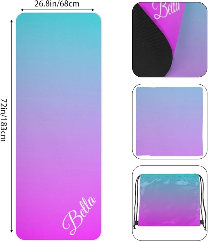 Custom Name Yoga Mat,Personalized Travel Yoga Exercise Mat,Non Slip,Perfect for Kids & Adults,Gradient Color E Series - Bloomnest