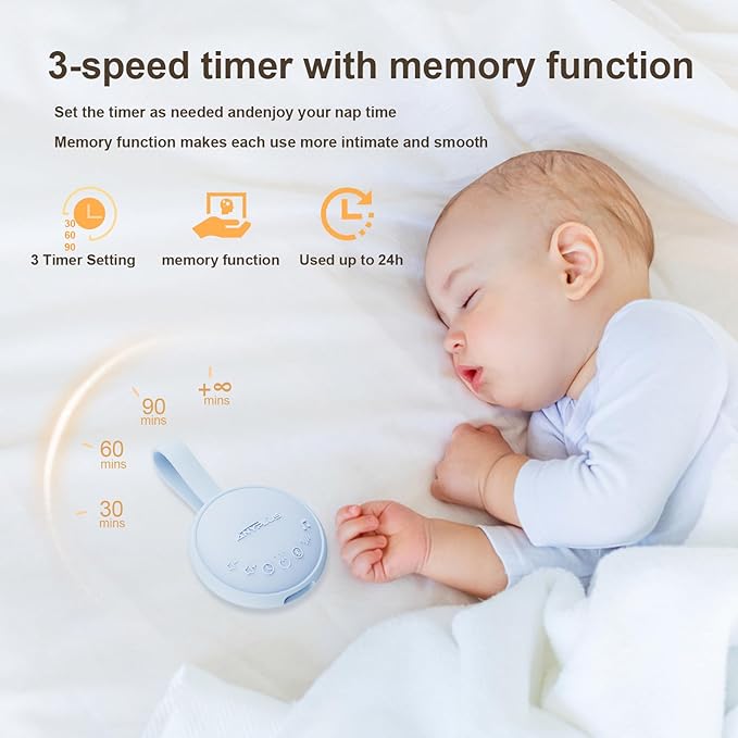 White Noise Machine for Sleeping Adults & Baby, Portable Sound Machine with 24 Soothing Sounds, Bluetooth 5.1, Battery Powered, 3 Timer Settings, Memory Function for Home, Office, Travel (Blue)