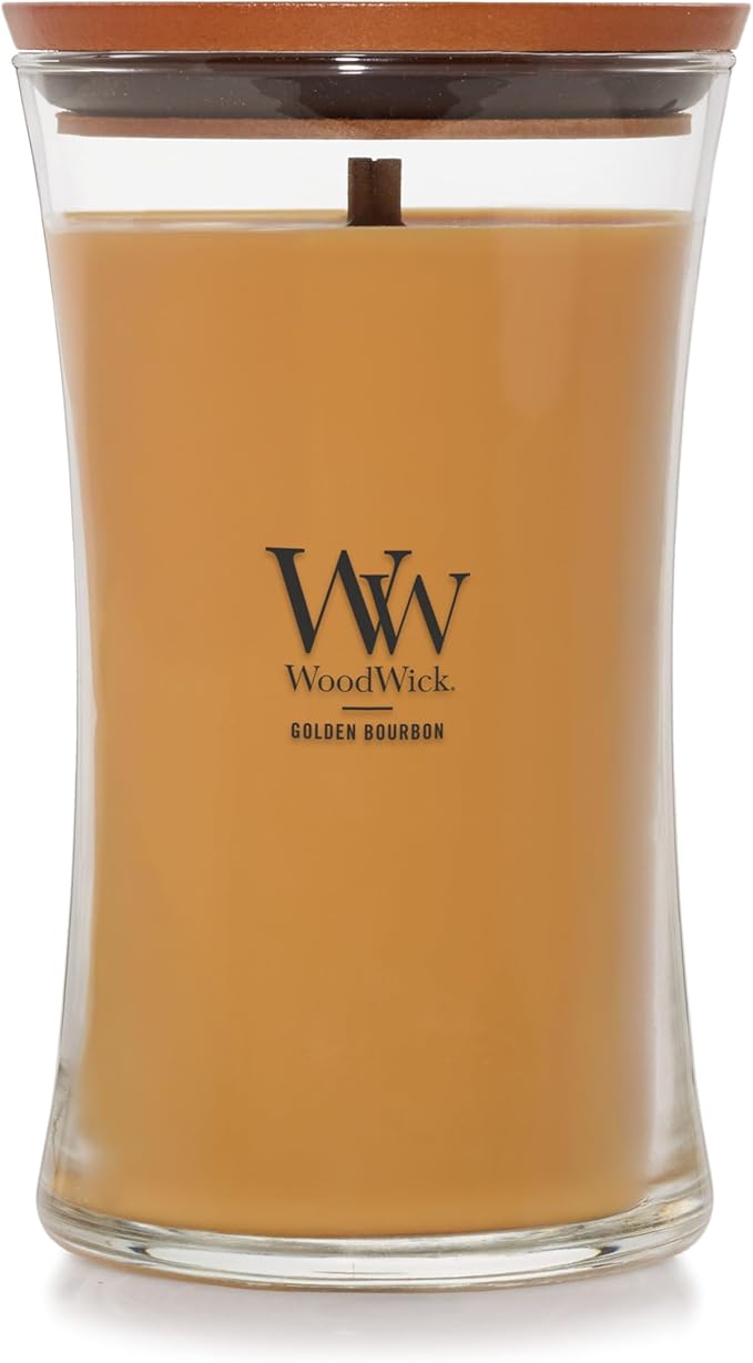WoodWick Golden Bourbon Holiday Candle Gifts for Women and Men, 21.5 oz Large Hourglass Candle with Crackling Wick - Bloomnest