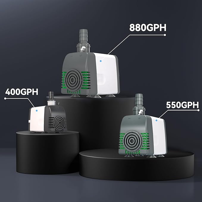 550GPH Submersible Water Pump, Fountain Pumps with Over Heating Protection Adjustable Flow Rate Desin 6.5ft High Lift for Fountains, Hydroponics, Ponds, Aquariums & More - Bloomnest