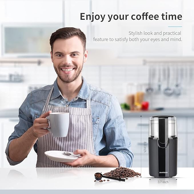SHARDOR Coffee Grinder Electric, Coffee Bean Electric, Herb, Nut Grain Grinder with 1 Removable Stainless Steel Bowl, Black - Bloomnest