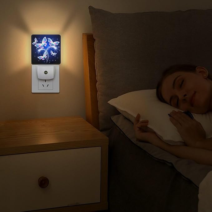 Butterfly Night Light, Plug into Wall Decor Nightlights for Bedroom, Bathroom, Hallway, Kitchen, with Dusk to Dawn Light Auto Sensors LED Night Lights for Boys Girls Women Men Room Gifts - Bloomnest