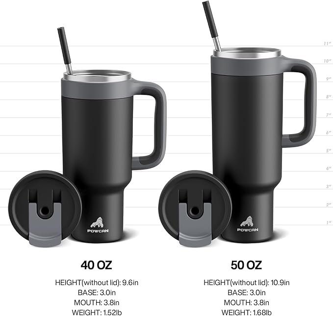 POWCAN 40 oz Tumbler with Handle, 2-in-1 Straw and Sip Lid, Leakproof, Dishwasher Safe, Insulated Stainless Steel Travel Coffee Mug, Keeps Cold for 34 Hours, Fits in Car Cup Holder (Forest) - Bloomnest