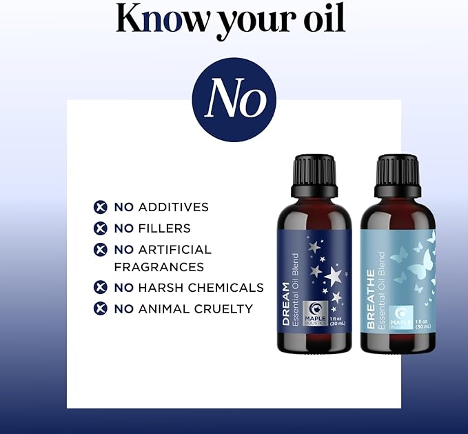 Aromatherapy Essential Oil Blends for Diffusers - Diffuser Essential Oil Set with Dream Essential Oil Blend and Breathe Essential Oil Blend - 100% Pure Must Have Aromatherapy Oils - 1 Fl Oz Each - Bloomnest