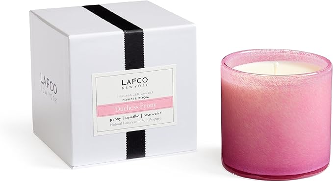 LAFCO New York Signature Candle, Duchess Peony - 15.5 oz - 90-Hour Burn Time - Reusable, Hand Blown Glass Vessel - Made in The USA - Bloomnest