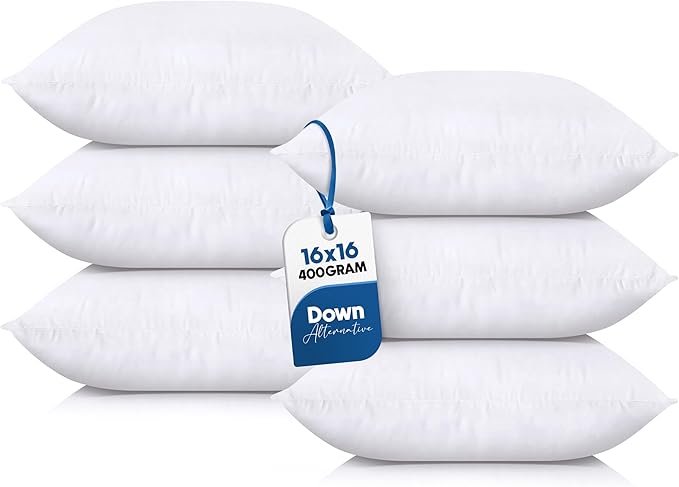Utopia Bedding Throw Pillows (Set of 6, White), 16 x 16 Inches Pillows for Sofa, Bed and Couch Decorative Stuffer Pillow - Bloomnest