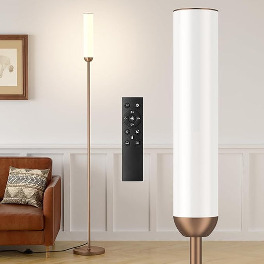 LED Floor Lamp with Remote Control, 65" Standing lamp with Stepless Adjustable 3000K-6500K Colors & 5%-100% Brightness, Foot Switch(Brown) - Bloomnest