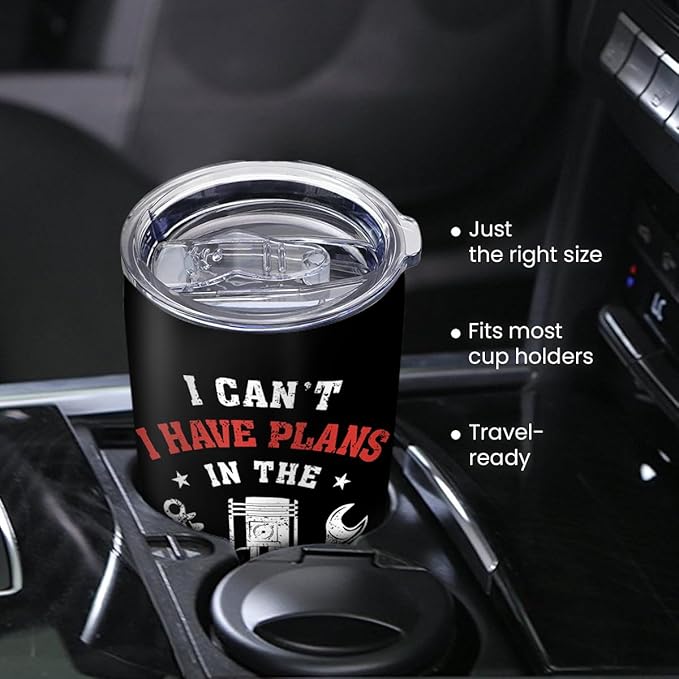 SANDJEST I Can’t I Have Plans In The Garage Tumbler for Mechanic 20oz 30oz Stainless Steel Insulated Coffee Cup Travel Mug Gifts for Dad Husband Boyfriend Father's Day Birthday Christmas - Bloomnest