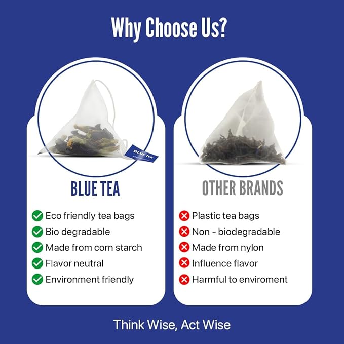 BLUE TEA - Indian Chai Masala - 12 Count - Pyramid Plant Based Tea Bag | Butterfly Pea Flower | Flower & Indian Spices Based | Caffeine Free - Detox Tea - Herbal Tea - Non Bitter | Gifts Box - Bloomnest