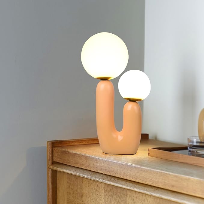 Arturesthome Nightstand Desk Lamp, Creative Nordic Living Room Bedside Bedroom Table Lamp with Led Bulbs, Beige - Bloomnest