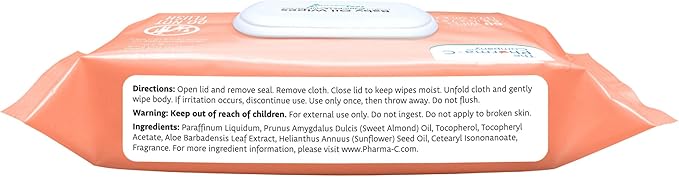 The Pharma-C Company Baby Oil Wipes. (60 Wipes) Enriched with Almond and Sunflower Oils, Aloe and Vitamin E. - Bloomnest