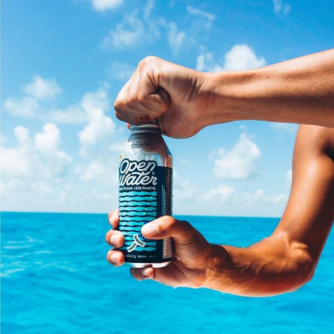 Open Water Sparkling 16oz bottles (3 cases, 36 bottles) - Sustainable Aluminum Bottled Sparkling Water With Electrolytes - 7.0 pH Balanced BPA-Free Ultra-Purified Water - Bloomnest