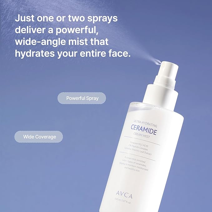 AVCA Ultra Hydrating Ceramide Cream Mist – Milky Face Mist with 5 Ceramides for Deep Moisture, Soothing & Dewy Glow, Lightweight Moisture-Boosting Facial Spray for All Skin Types (5.07 fl oz) - Bloomnest