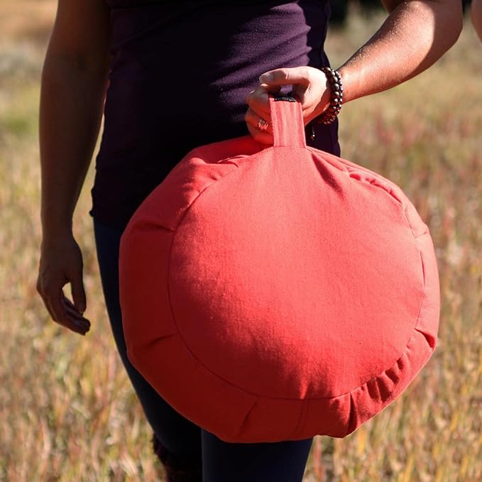 Hugger Mugger Zafu Meditation Cushion - Support in Cross-Legged Sitting, Buckwheat Filled, Durable Fabric, Convenient Handle, Handmade in USA - Bloomnest