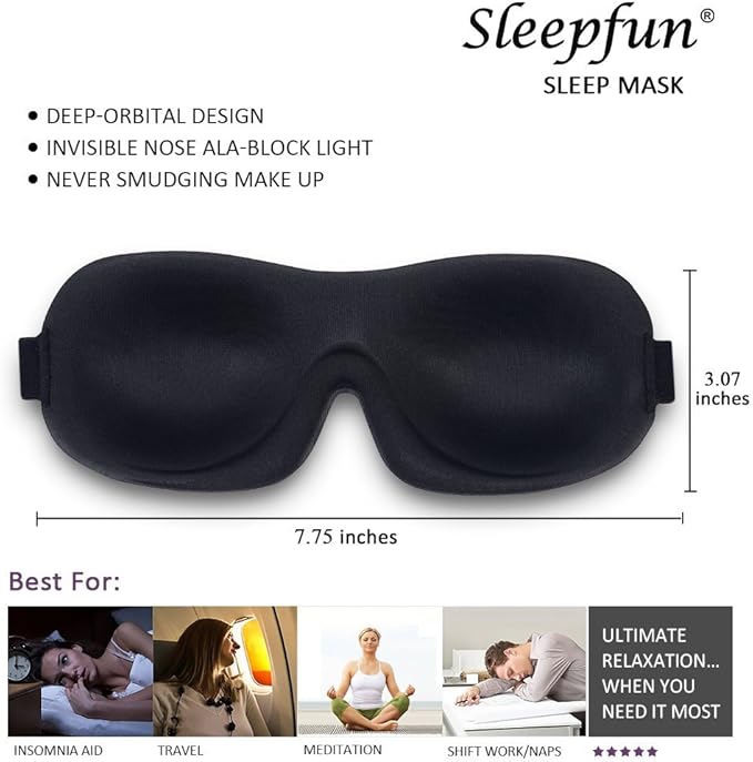 Sleep Mask Invisible Alar Deep Orbit 3D Eye Mask Ultra Lightweight & Comfortable Sleeping Mask for Travel, Nap Shift Works Black & Lavender - Bloomnest