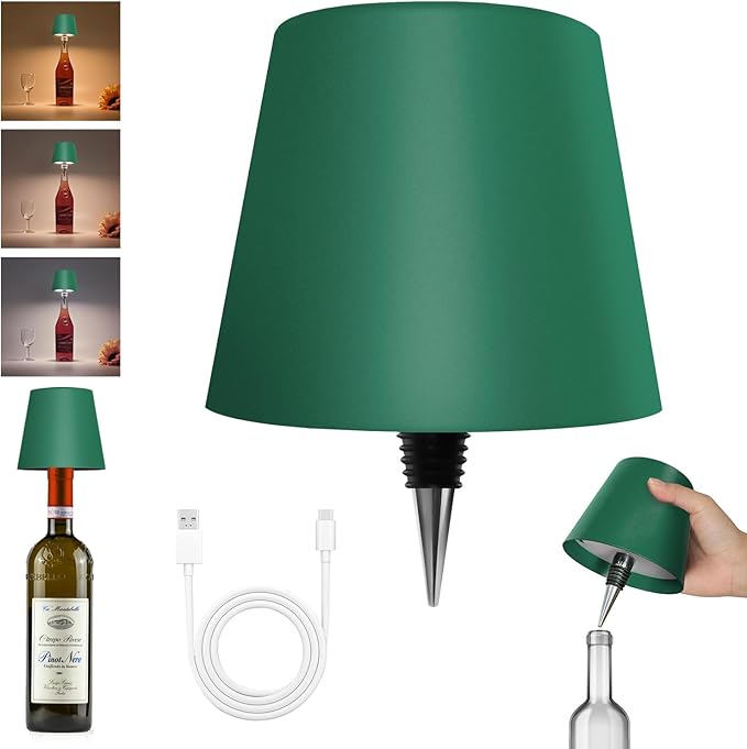 2025 New Wireless Bottle Lamp - LED Bottle Lights for Liquor & Wine Bottles, Cordless Lampshade, Whiskey Bottle Top Light, Bottle Stopper Night Light Kit, Rechargeable 3-Tone Touch-Dimmable - Bloomnest