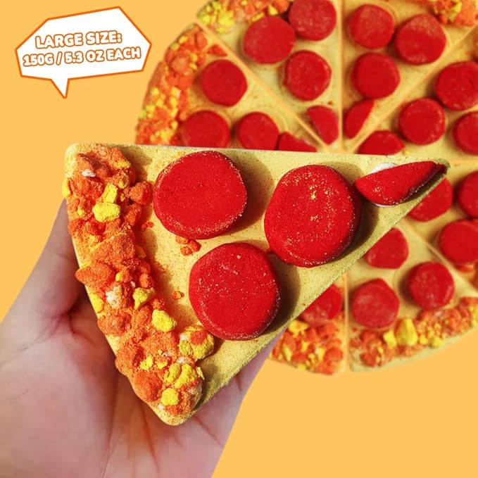 Pizza Bath Bombs Set of 8 Slices – Large Fizzies for Relaxing Bubble Bath, Handmade Spa Gift for Women, Men & Kids – Fun Pizza-Shaped Aromatherapy Bath Bomb Gift Set - Bloomnest