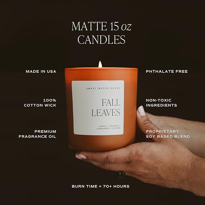 Sweet Water Decor Spooky Season Orange Scented Candle - Halloween Candles with Woods Warm Spice & Citrus Scent - 100% Cotton Wick Decorative Candles with 40 Hour Burn Time - 15oz Orange Jar Candle - Bloomnest