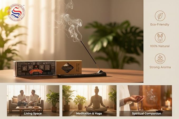 Satya Smudge Incense Stick – Hand-Rolled Indian Masala Incense for Meditation, Yoga & Spiritual Cleansing Pack of 6 (Smudge Superhit) Satya
