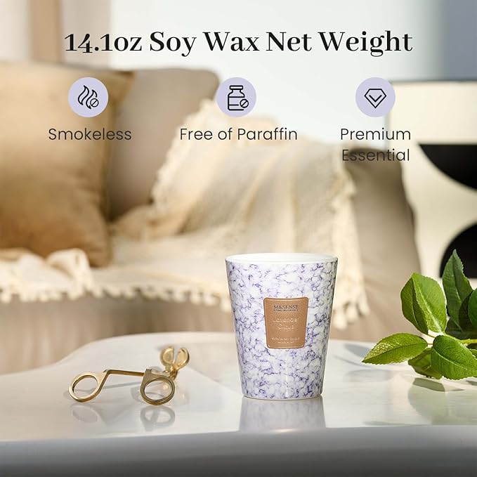 M&SENSE LavenderCitrus Scented Candles for Home, Lead-Free Wick Highly Scented Jar Candles, 14.1 Oz 80 Hours Lasting Burning Candles Gifts for Women, Relaxing Aromatherapy Candle for Stress Relief - Bloomnest
