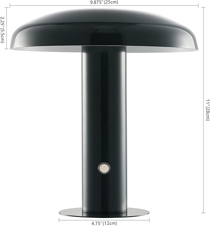 JONATHAN Y JYL7114D Suillius 11" Contemporary Bohemian Rechargeable/Cordless Portable Iron Integrated LED Mushroom Table Lamp Modern, Coastal Bedside Desk Nightstand Lamp, Forest Green - Bloomnest