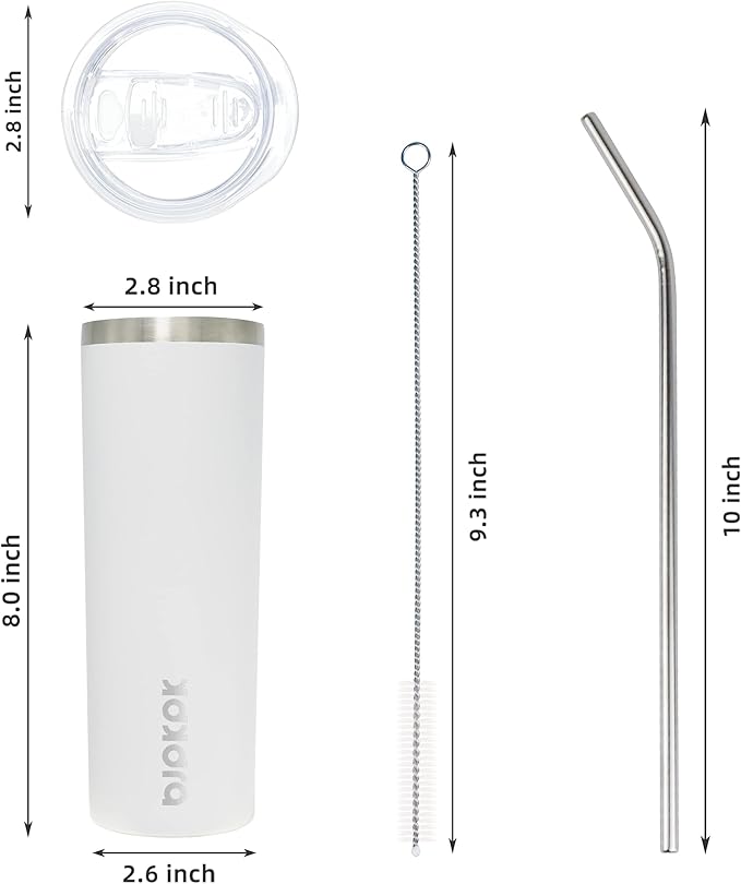 BJPKPK Skinny Tumbler with Lid 20 oz Stainless Steel Vacuum Insulated Double Wall Travel Coffee Water Tumblers Cup,White - Bloomnest